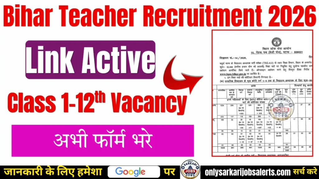 BPSC School Teacher TRE 4 online registartion